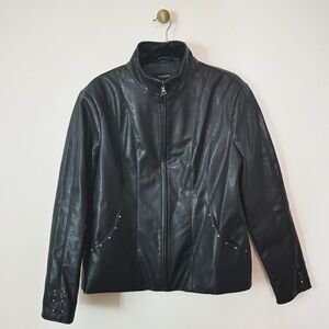Vintage Studded Faux Leather Colebrook Classics Cropped Moto Bomber Jacket XL